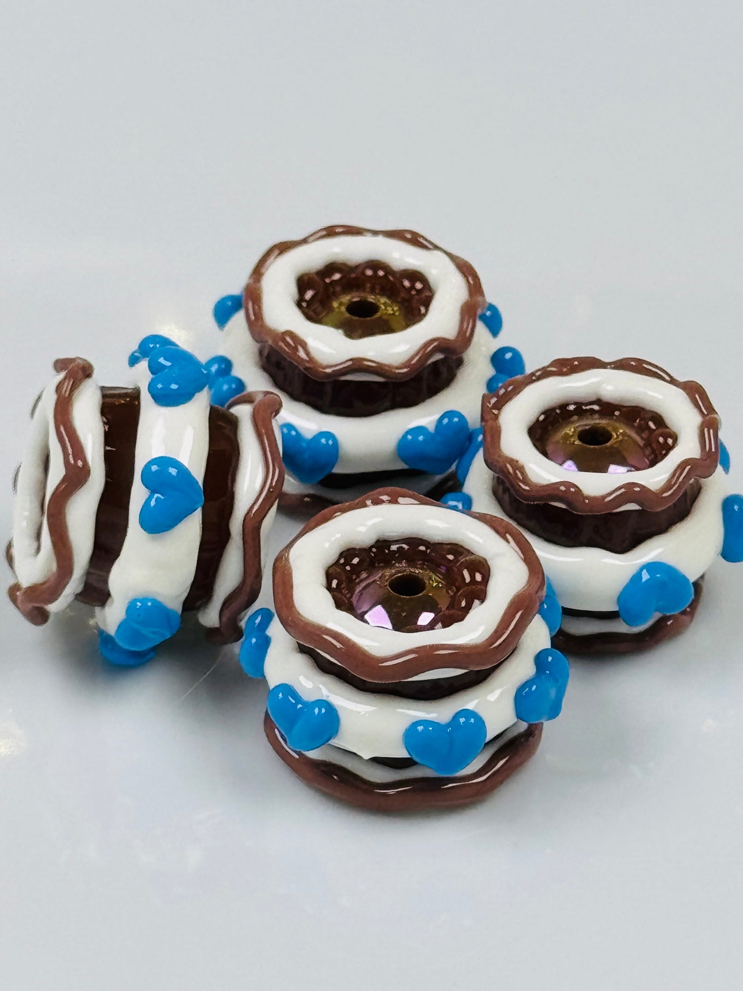 Hand Painted Blue Heart Acrylic Beads