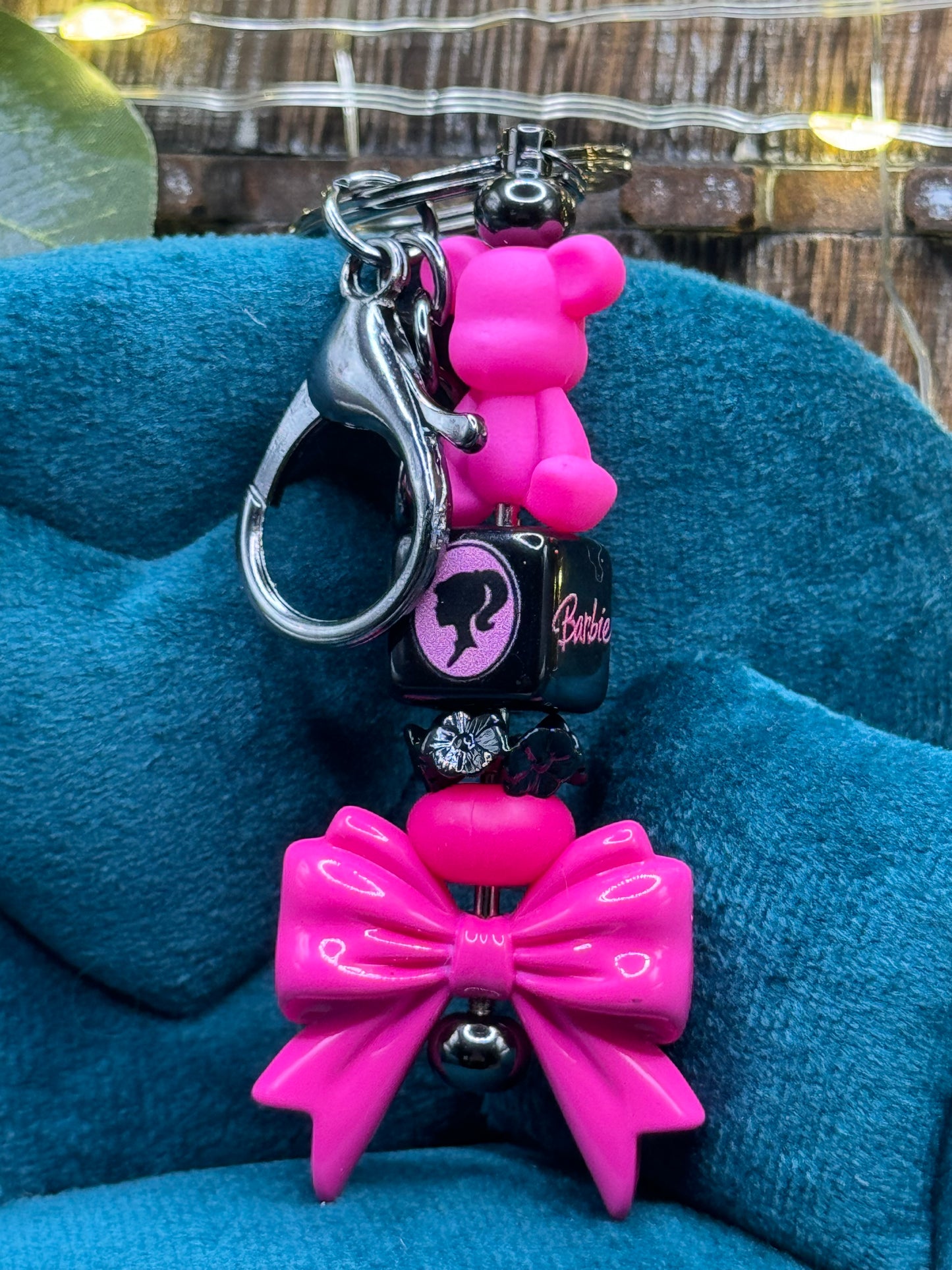 Barbie bow keychain