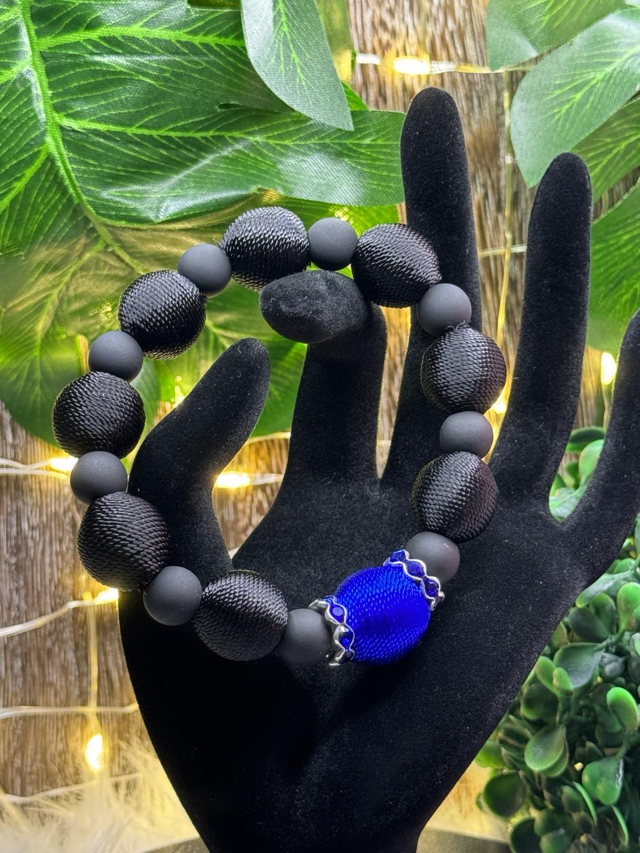 Threaded Thin Blue Bracelet