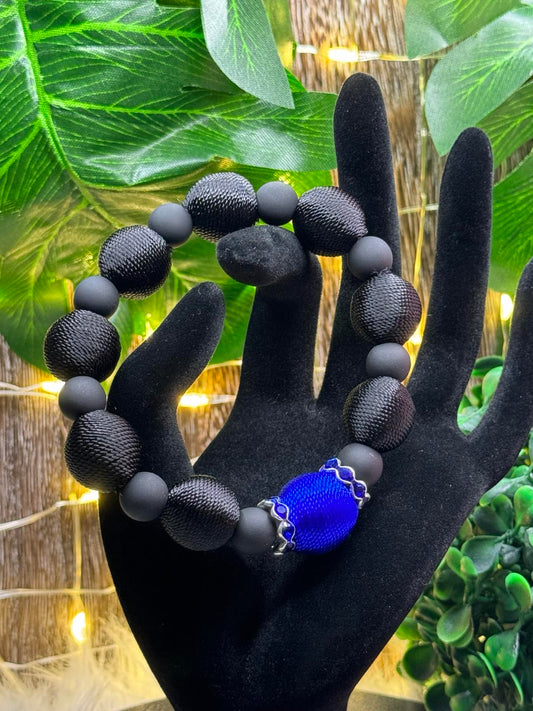 Threaded Thin Blue Bracelet