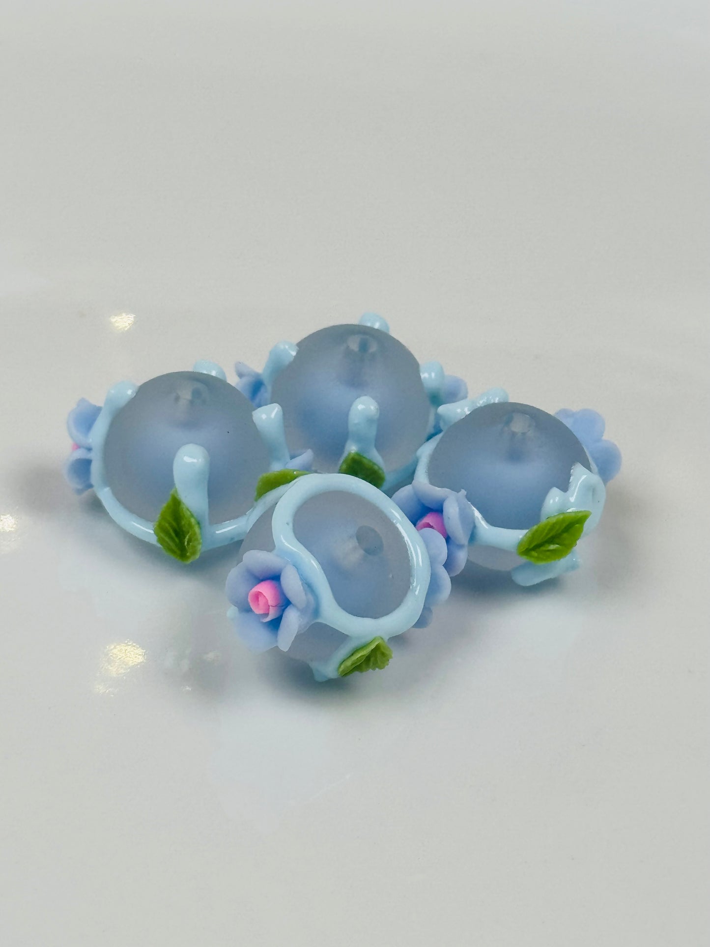 Hand Painted Acrylic Beads with Encrusted Flowers
