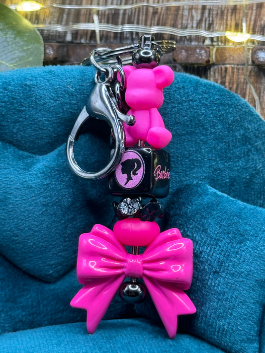 Barbie bow keychain