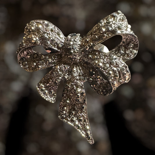 Large Black Rhinestone Bow Charm