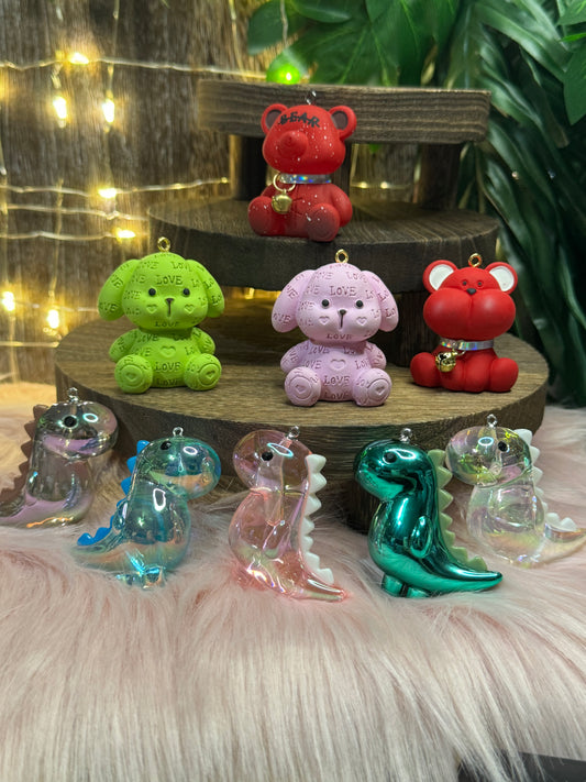 Dinosaur and Bear Keychains